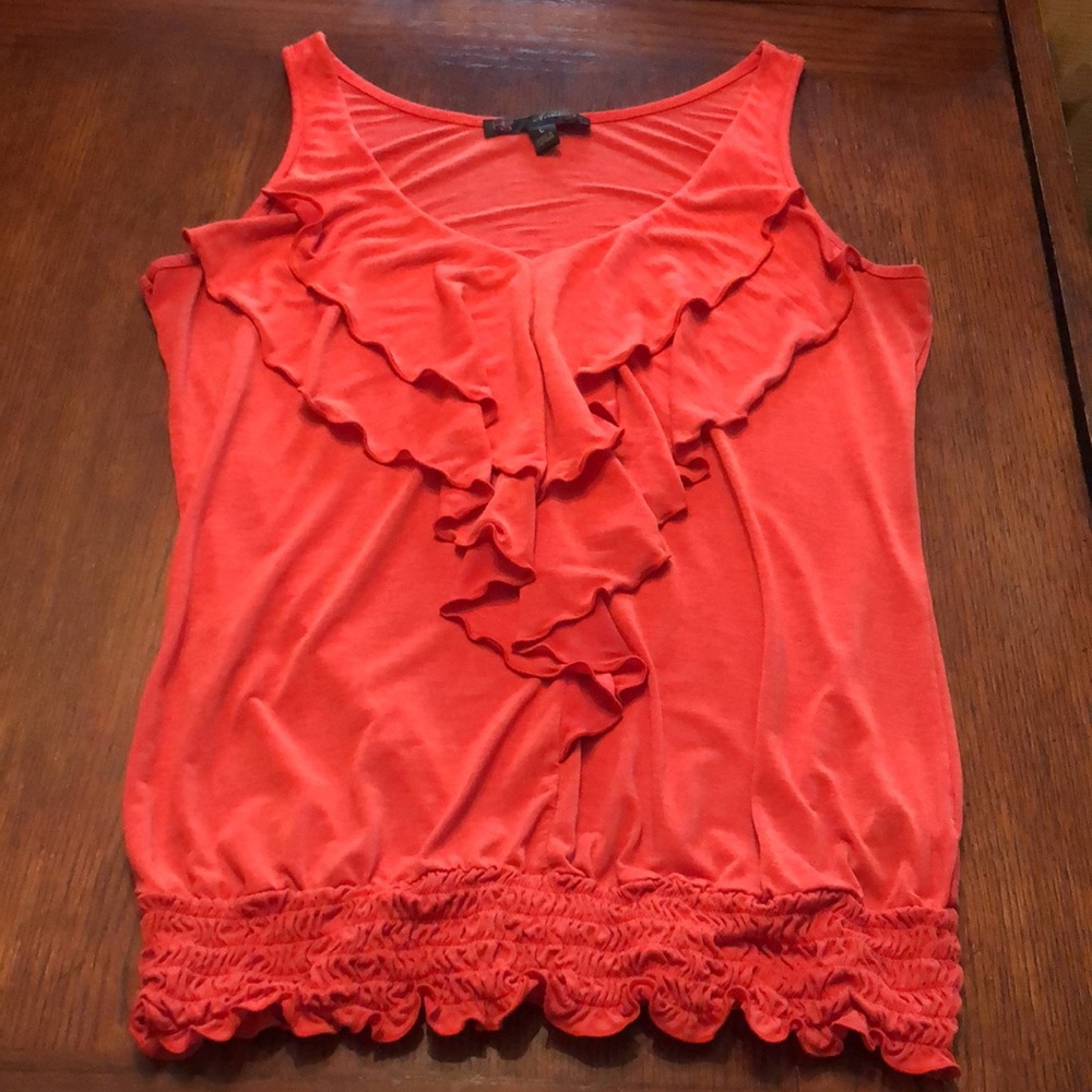 Coral Ruffle Sleeveless Blouse -Junior Large